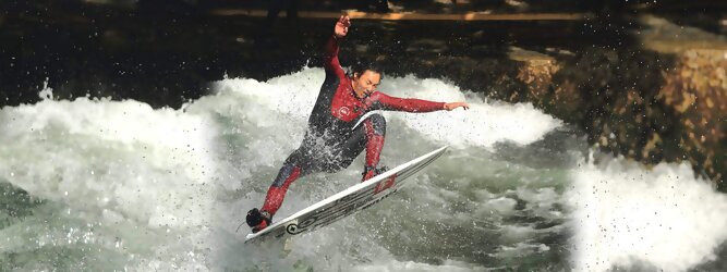 Stadt Urlaub München - Surfen in der Stadt - Top-Attraktion am Eisbach im Englischen Garten! Die Top-Attraktion in München zieht spitzen Surfer aus der ganzen Welt an.